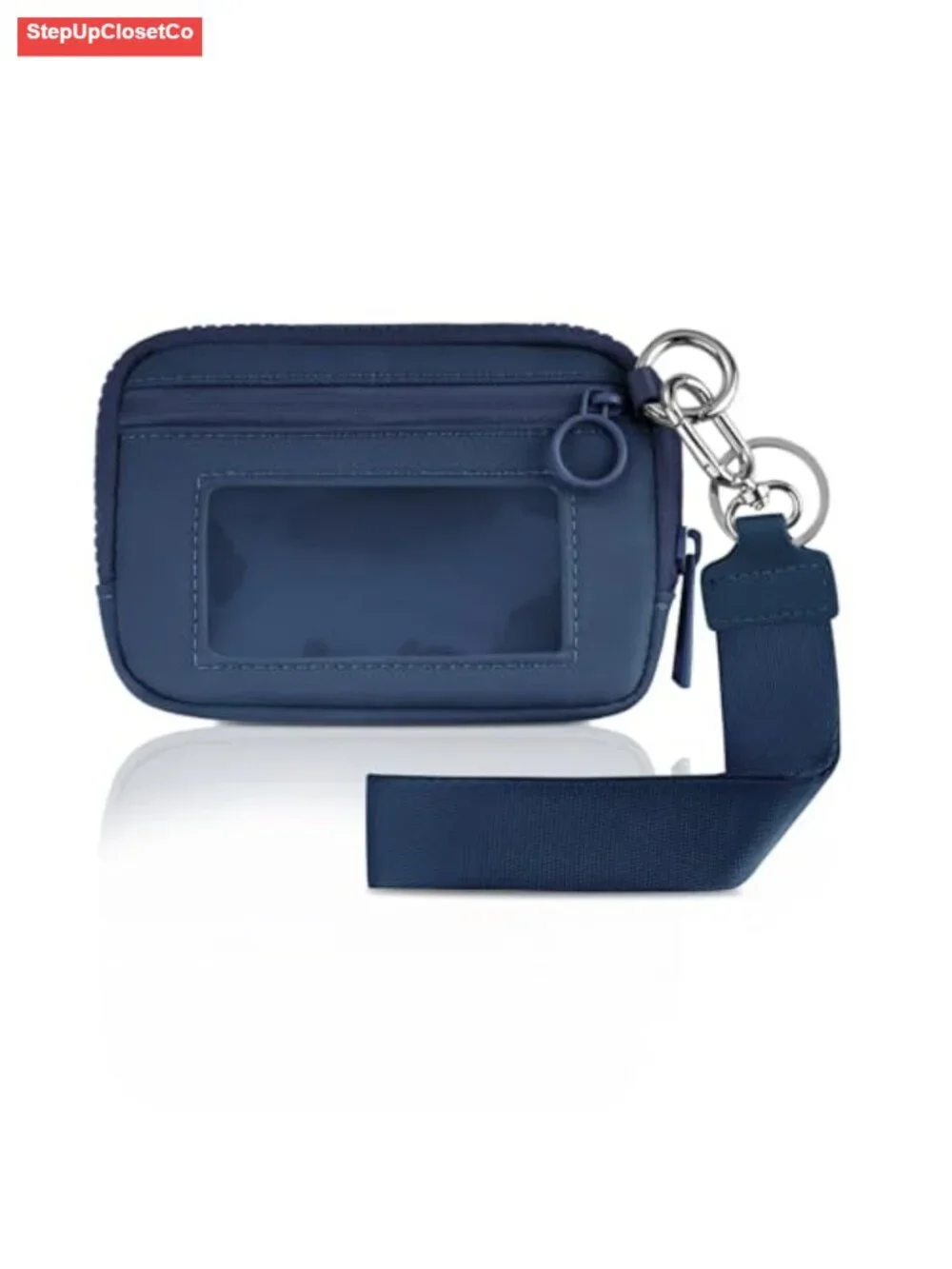 Keychain Wristlet Wallet for Women Zip Card Case with ID Window Nylon